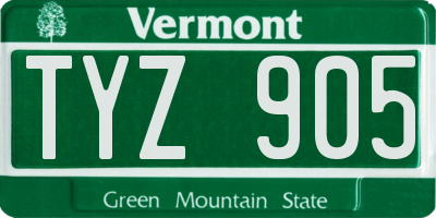 VT license plate TYZ905