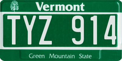 VT license plate TYZ914
