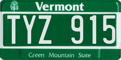 VT license plate TYZ915