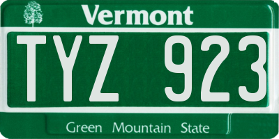 VT license plate TYZ923