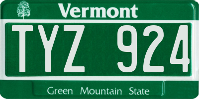 VT license plate TYZ924