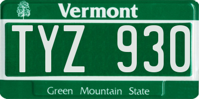 VT license plate TYZ930