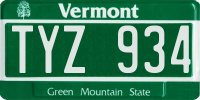 VT license plate TYZ934