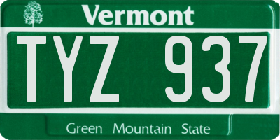 VT license plate TYZ937