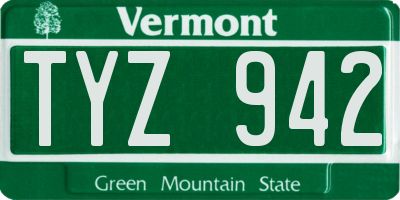 VT license plate TYZ942