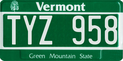 VT license plate TYZ958