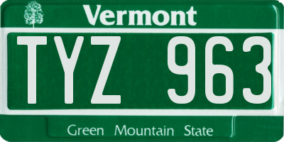 VT license plate TYZ963