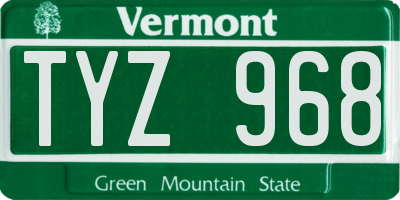 VT license plate TYZ968