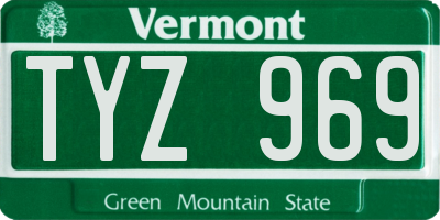VT license plate TYZ969