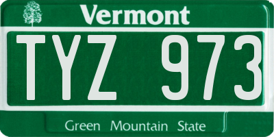 VT license plate TYZ973