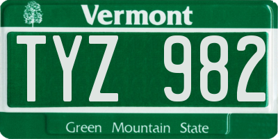 VT license plate TYZ982