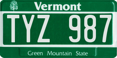 VT license plate TYZ987