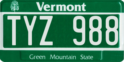VT license plate TYZ988