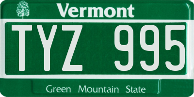 VT license plate TYZ995