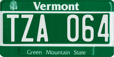 VT license plate TZA064