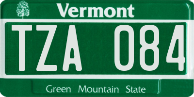 VT license plate TZA084