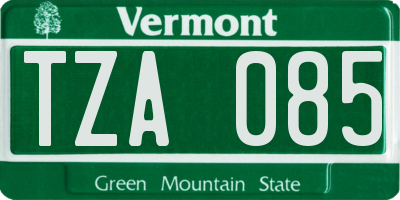 VT license plate TZA085