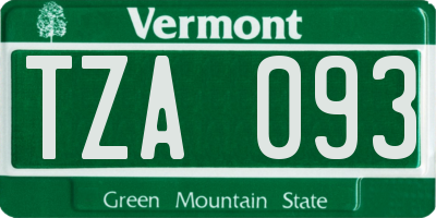 VT license plate TZA093