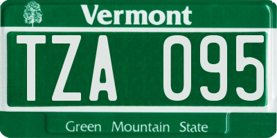 VT license plate TZA095