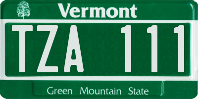 VT license plate TZA111