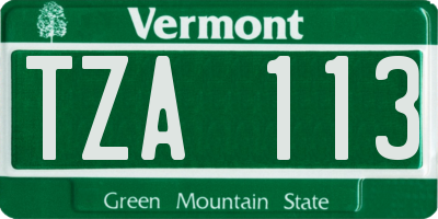 VT license plate TZA113
