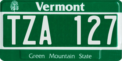 VT license plate TZA127