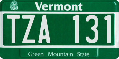 VT license plate TZA131