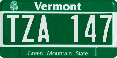 VT license plate TZA147