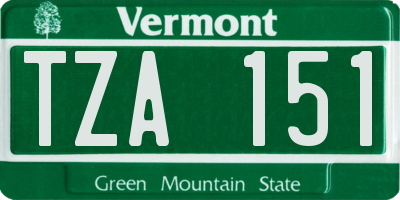 VT license plate TZA151