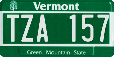 VT license plate TZA157