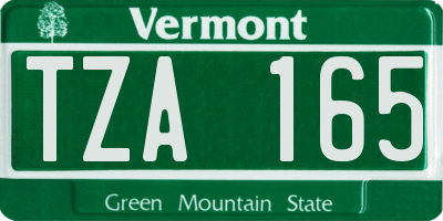 VT license plate TZA165