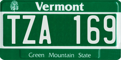 VT license plate TZA169