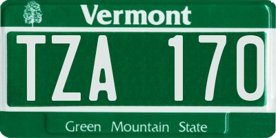 VT license plate TZA170