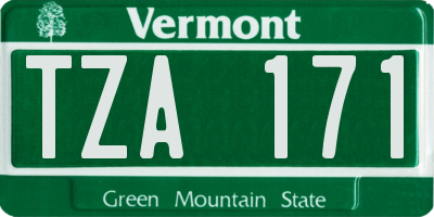VT license plate TZA171