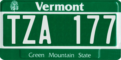 VT license plate TZA177