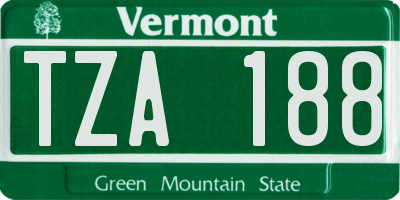 VT license plate TZA188