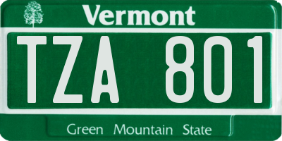 VT license plate TZA801