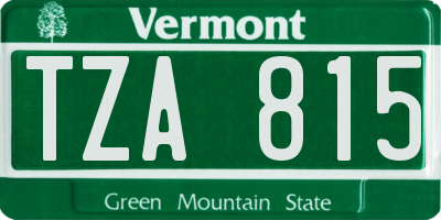 VT license plate TZA815