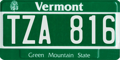 VT license plate TZA816