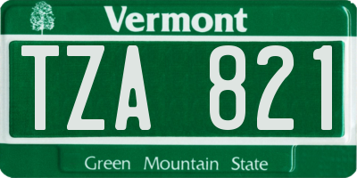 VT license plate TZA821