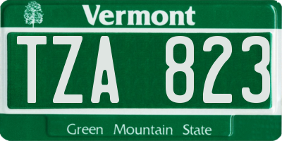 VT license plate TZA823