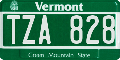 VT license plate TZA828