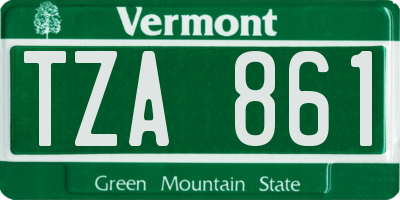 VT license plate TZA861
