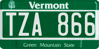 VT license plate TZA866