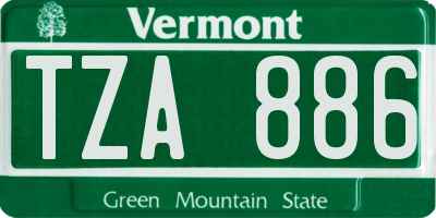 VT license plate TZA886