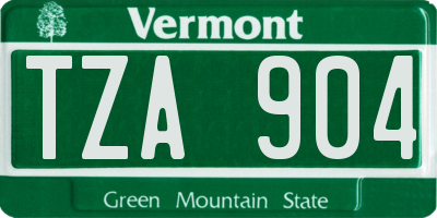 VT license plate TZA904