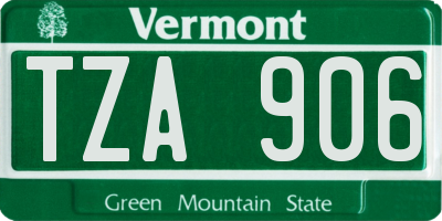 VT license plate TZA906