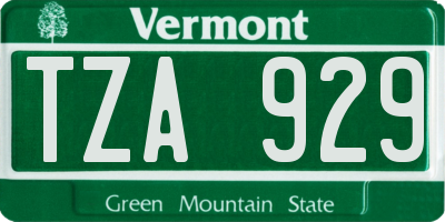 VT license plate TZA929
