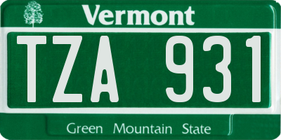 VT license plate TZA931