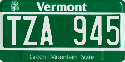 VT license plate TZA945